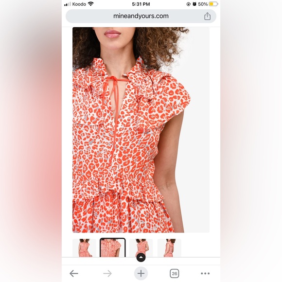Maje White/Red Leopard Printed Ruffle Detailed Dress Size 1 (or Size Small) - Picture 6 of 8